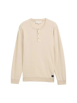 TOM TAILOR Strickpullover Henley Khaki/Beige/Orange/Braun