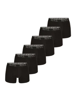 Phil & Co. Retro Pants Jersey Core Unterhose enger Schnitt 5-Piece-Cut Schwarz/Dunkelbraun