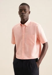Businesshemd Regular Regular Kurzarm Button-Down-Kragen Struktur