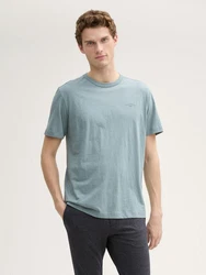TOM TAILOR T-Shirt mit Logo Stickerei Blau/Grau/Hellblau/Grün