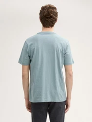 TOM TAILOR T-Shirt mit Logo Stickerei Blau/Grau/Hellblau/Grün