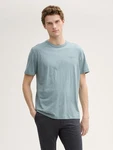 TOM TAILOR T-Shirt mit Logo Stickerei Blau/Grau/Hellblau/Grün