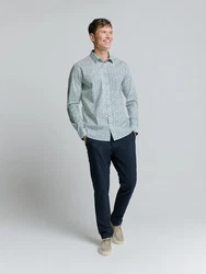 NO EXCESS Langarmhemd Regular Fit Grün/Blau/Hellblau