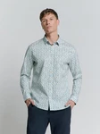 NO EXCESS Langarmhemd Regular Fit Grün/Blau/Hellblau