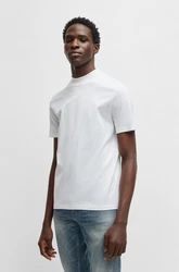 HUGO T-Shirt Dimersom mit Stehkragen Weiß/Grau/Creme