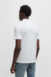 HUGO T-Shirt Dimersom mit Stehkragen Weiß/Grau/Creme