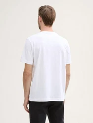 TOM TAILOR T-Shirt aus Baumwolle mit Logo-Print Weiß/Gelb/Grau/Dunkelblau