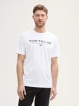 TOM TAILOR T-Shirt aus Baumwolle mit Logo-Print Weiß/Gelb/Grau/Dunkelblau TOM TAILOR T-Shirt aus Baumwolle mit Logo-Print Weiß/Gelb/Grau/Dunkelblau