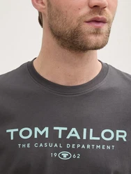 TOM TAILOR T-Shirt aus Baumwolle mit Logo-Print Grau/Dunkelgrau