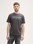 TOM TAILOR T-Shirt aus Baumwolle mit Logo-Print Grau/Dunkelgrau