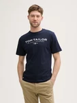 TOM TAILOR T-Shirt aus Baumwolle mit Logo-Print Dunkelblau/Hellblau TOM TAILOR T-Shirt aus Baumwolle mit Logo-Print Dunkelblau/Hellblau