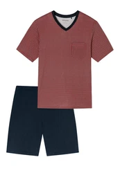 Schiesser Pyjama Comfort Nightwear Set Rot/Dunkelrot/Bordeaux/Braun