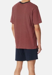 Schiesser Pyjama Comfort Nightwear Set Rot/Dunkelrot/Bordeaux/Braun