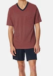Schiesser Pyjama Comfort Nightwear Set Rot/Dunkelrot/Bordeaux/Braun