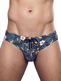 Badehose Print Swimwear Brief Night Bloom L