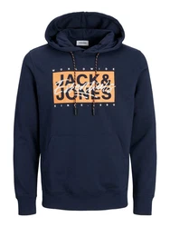 Jack & Jones Kapuzensweatshirt JJCOLTON SWEAT HOOD PLS Dunkelblau/Hellblau