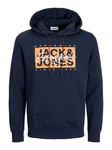 Jack & Jones Kapuzensweatshirt JJCOLTON SWEAT HOOD PLS Dunkelblau/Hellblau
