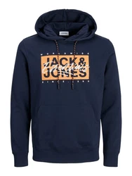 Jack & Jones Kapuzensweatshirt JJCOLTON SWEAT HOOD PLS Dunkelblau/Hellblau