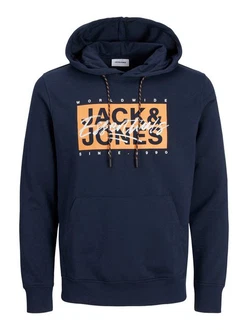 Jack & Jones Kapuzensweatshirt JJCOLTON SWEAT HOOD PLS Dunkelblau/Hellblau