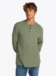 Tommy Jeans Henleyshirt TJM REG WAFFLE HENLEY LS TEE Dunkelgrün/Grün/Khaki