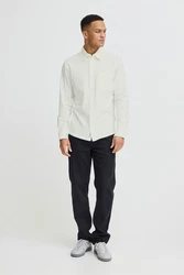 Blend Langarmhemd BHALO JERSEY SHIRT Khaki/Weiß/Hellgrün