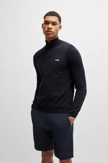 BOSS GREEN Strickpullover Ever-X_QZ mit Reißverschluss grün