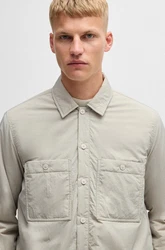 BOSS ORANGE Langarmhemd mit Brusttaschen Khaki/Grau