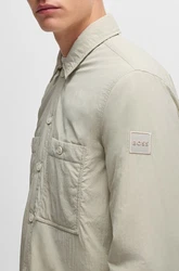 BOSS ORANGE Langarmhemd mit Brusttaschen Khaki/Grau