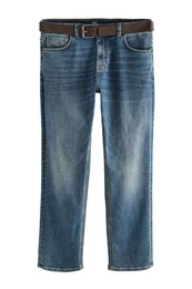 Straight-Jeans Straight Fit Motionflex- Jeans mit Grtel (2-tlg)