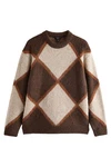 Next Rundhalspullover Relaxed Fit Braun/Beige