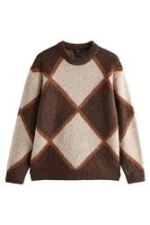 Next Rundhalspullover Relaxed Fit Braun/Beige