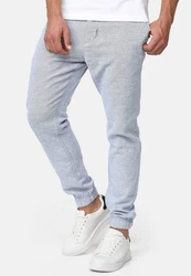 Indicode Leinenhose Blnda Grau/Hellblau/Blau