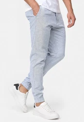 Indicode Leinenhose Blnda Grau/Hellblau/Blau