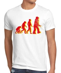 style3 T-Shirt Evolution The Big Bang Theory Sheldon Cooper Bazinga Darwin Roboter Weiß/Rot