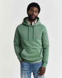 Gant Sweatshirt Hoodie mit Logo-Stick Grün/Dunkelgrün