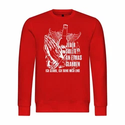 deinshirt Kapuzenpullover Herren Pullover Ich glaube Ich trink noch eins Rot