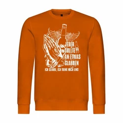 deinshirt Kapuzenpullover Herren Pullover Ich glaube Ich trink noch eins Orange