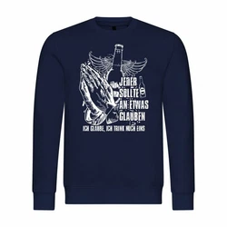 deinshirt Kapuzenpullover Herren Pullover Ich glaube Ich trink noch eins Dunkelblau/Blau