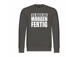 deinshirt Kapuzenpullover Herren Ich mach das Morgen fertig Grau/Dunkelgrau/Beige