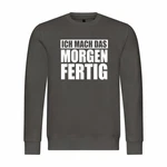 deinshirt Kapuzenpullover Herren Ich mach das Morgen fertig Grau/Dunkelgrau/Beige