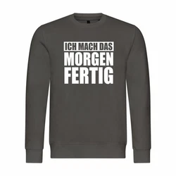 deinshirt Kapuzenpullover Herren Ich mach das Morgen fertig Grau/Dunkelgrau/Beige
