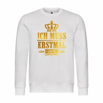 deinshirt Kapuzenpullover Herren Ich muss erstmal gar nix Gold/Creme/Gelb/Grau