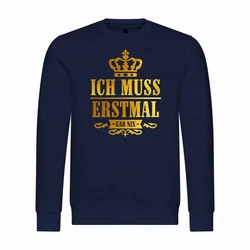 deinshirt Kapuzenpullover Herren Ich muss erstmal gar nix Blau/Dunkelblau