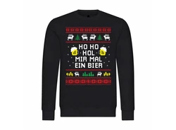 deinshirt Kapuzenpullover Herren HO HO Hol mir mal ein Bier Schwarz