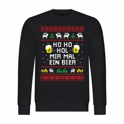 deinshirt Kapuzenpullover Herren HO HO Hol mir mal ein Bier Schwarz