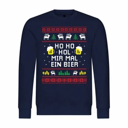 deinshirt Kapuzenpullover Herren HO HO Hol mir mal ein Bier Dunkelblau