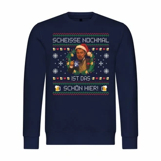 deinshirt Kapuzenpullover Herren Pullover Mit Print Motiv Dunkelblau/Rot/Blau