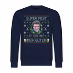 deinshirt Kapuzenpullover Herren Pullover SUPER FEST Mit Print Motiv Dunkelblau/Blau/Hellblau/Silber