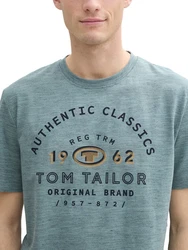 TOM TAILOR T-Shirt mit Logo Print Grau/Blau/Türkis/Grün/Gelb/Hellblau
