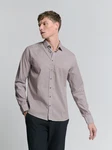 NO EXCESS Langarmhemd Stretchhemd mit Print Bordeaux/Rot/Beige/Braun